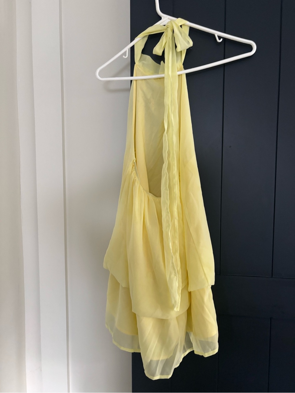 Yellow Halter Neck chiffon Layered Mini Dress size s - Picture 2 of 4